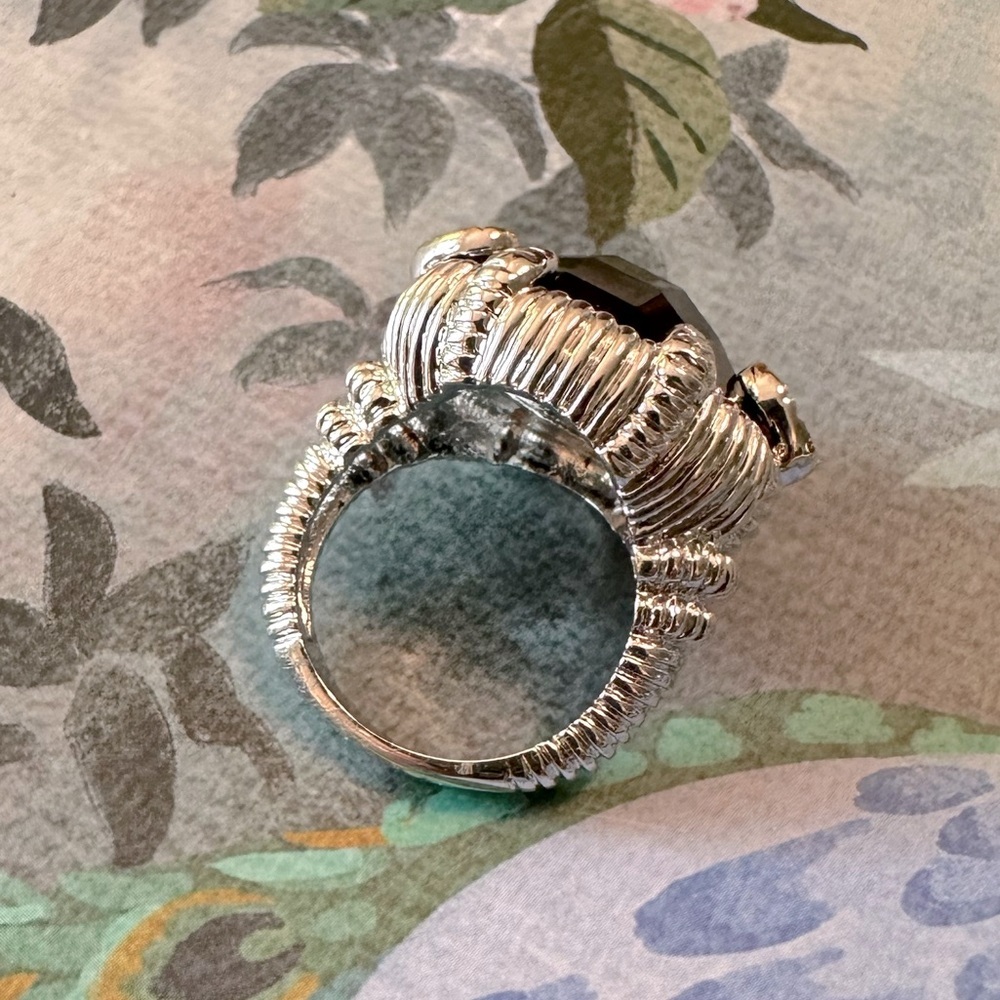 Jet Black Two Toned Heart Detail Ring Sz 7 Park Lane Jewelry Bellissimo Retired - Picture 6 of 9